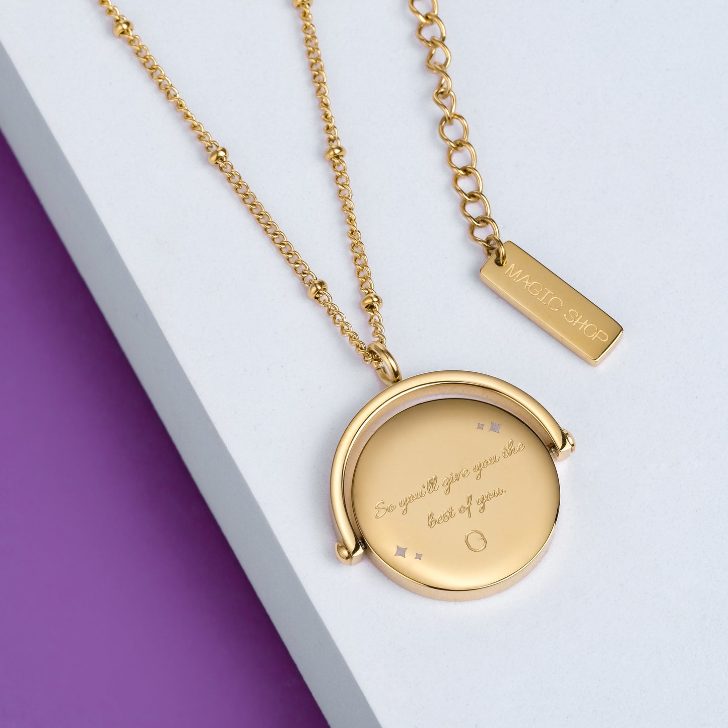 Bangtan Magic Shop Inspired 18k Gold Plated Necklace | Rotating Pendant | Must-have Jewelry for every BTS Army